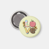 Love - Apple & Pencilカラフルとの先生デザイン マグネット (正面/裏面)