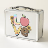 Love - Apple & Pencilカラフルとの先生デザイン メタルランチボックス (裏面)