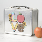 Love - Apple & Pencilカラフルとの先生デザイン メタルランチボックス (インサイチュ)