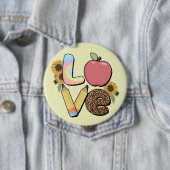 Love - Apple & Pencilカラフルとの先生デザイン 缶バッジ (インサイチュ)