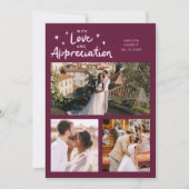 Love Appreciation Wedding Multi Photo Cranberry サンキューカード (正面)