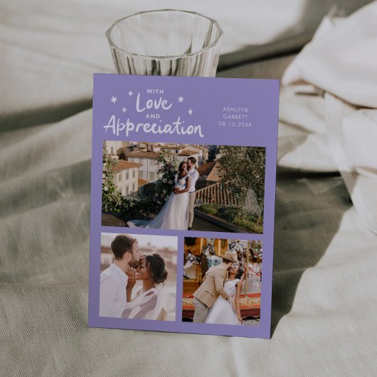 Love Appreciation Wedding Multi Photo Lilac サンキューカード