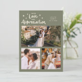 Love Appreciation Wedding Multi Photo Sage Green サンキューカード (スタンド正面)
