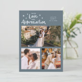 Love Appreciation Wedding Multi Photo Slate Blue サンキューカード (スタンド正面)