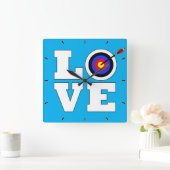 LOVE Archery Coach or Archery Bow & Arrow Custom スクエア壁時計 (ホーム)