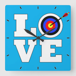 LOVE Archery Coach or Archery Bow & Arrow Custom スクエア壁時計