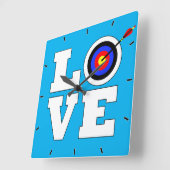 LOVE Archery Coach or Archery Bow & Arrow Custom スクエア壁時計 (傾斜)