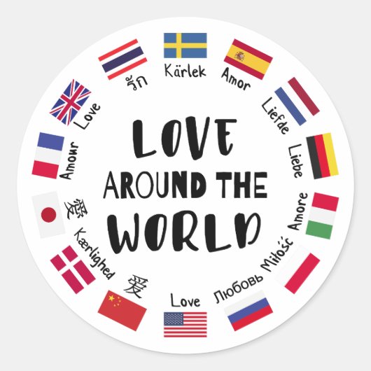 Love Around the World Languages ラウンドシール (正面)