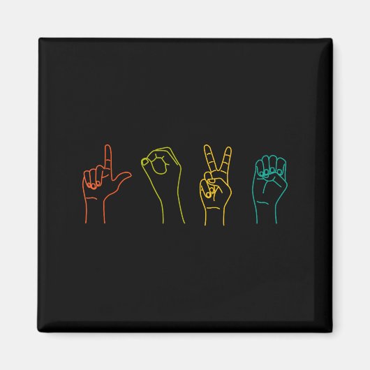 Love Asl Sign Language Alphabet Valentines Day  マグネット (正面)