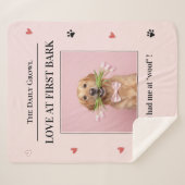 Love at First Bark Personalized Dog シェルパブランケット (正面(横))