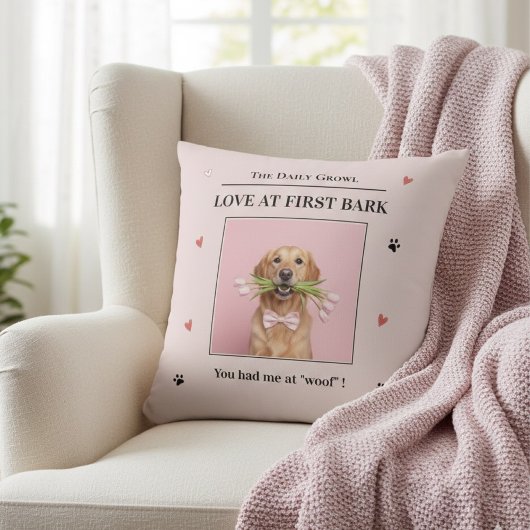 Love at First Bark Personalized Dog Custom クッション