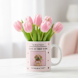 Love at First Bark Personalized Dog Custom Photo コーヒーマグカップ
