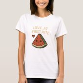 Love At First Bite Cute Watermelon Funny Shirt Tシャツ (正面)