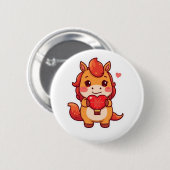 Love at First Gallop Fire Horse Valentine Chinese 缶バッジ (正面&裏面)