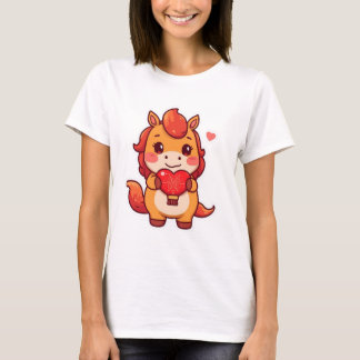 Love at First Gallop Fire Horse Valentine Chinese  Tシャツ