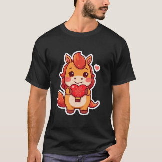 Love at First Gallop Fire Horse Valentine Chinese  Tシャツ