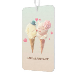 Love at First Lick: Bichon & Cat Ice Cream Art カーエアーフレッシュナー