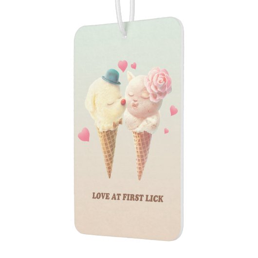 Love at First Lick: Bichon & Cat Ice Cream Art カーエアーフレッシュナー (左)
