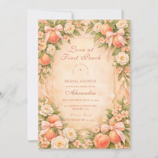 Love at First Peach Bridal Shower 招待状 (正面)