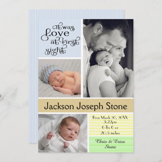 Love at First Sight カラフル Collage - Boy 案内状 (正面/裏面)