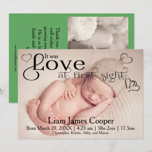 Love at First Sight -ベビー発表 案内状 (正面/裏面)