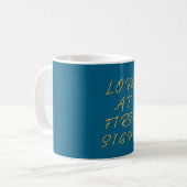 Love at First Sight Ocean Blue Gold Color コーヒーマグカップ (正面左)
