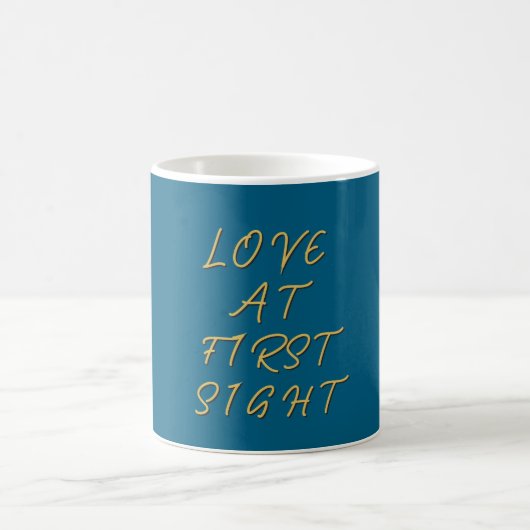 Love at First Sight Ocean Blue Gold Color コーヒーマグカップ (中央)
