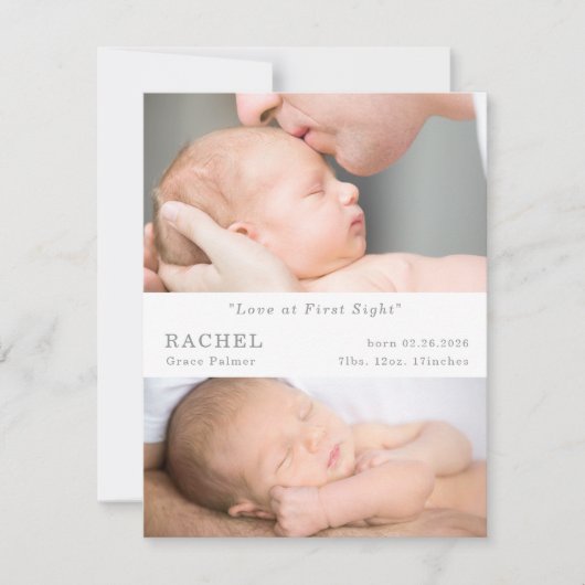 Love at First Sight Photo Baby Announcement card (正面)