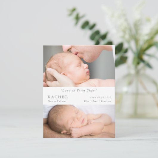 Love at First Sight Photo Baby Announcement card (スタンド正面)