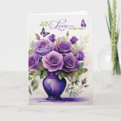 Love at First Sight Vase of Purple Roses Romantic カード (正面)