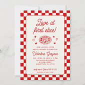 Love at First Slice Pizza Bridal Shower 招待状 (正面)