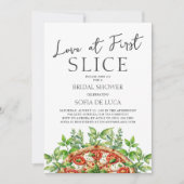 Love At First Slice Pizza Italian Bridal Shower 招待状 (正面)