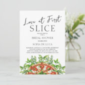 Love At First Slice Pizza Italian Bridal Shower 招待状 (スタンド正面)