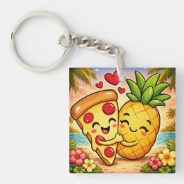 Love at First Slice - Pizza Meets Pineapple キーホルダー