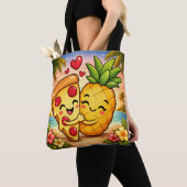 Love at First Slice - Pizza Meets Pineapple トートバッグ (クローズアップ)