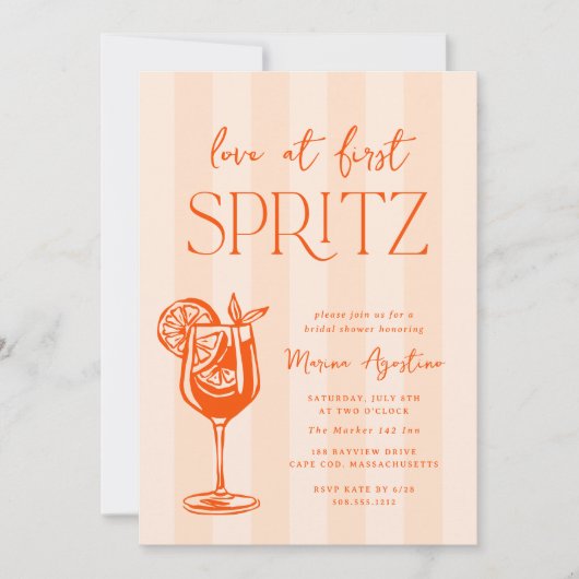 Love at First Spritz All-in-One Bridal Shower 招待状 (正面)