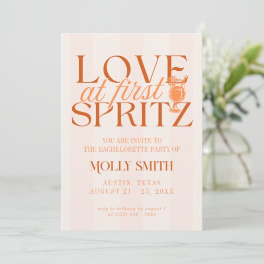 Love at First Spritz Bachelorette 招待状 (スタンド正面)