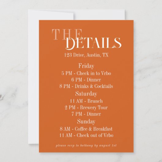 Love at First Spritz Bachelorette 招待状 (裏面)