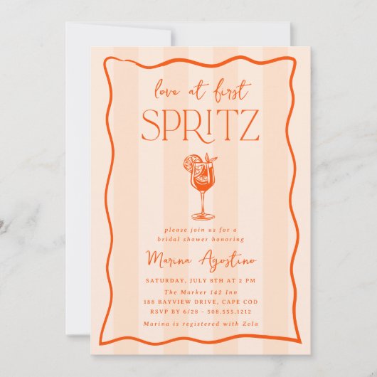Love at First Spritz Bridal Shower 招待状 (正面)
