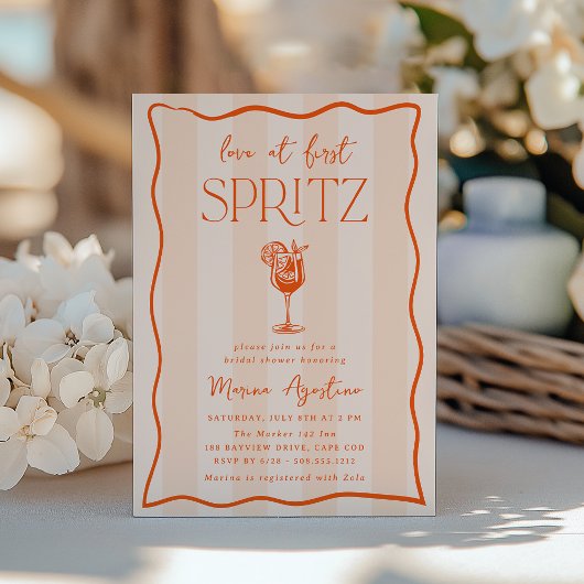 Love at First Spritz Bridal Shower 招待状