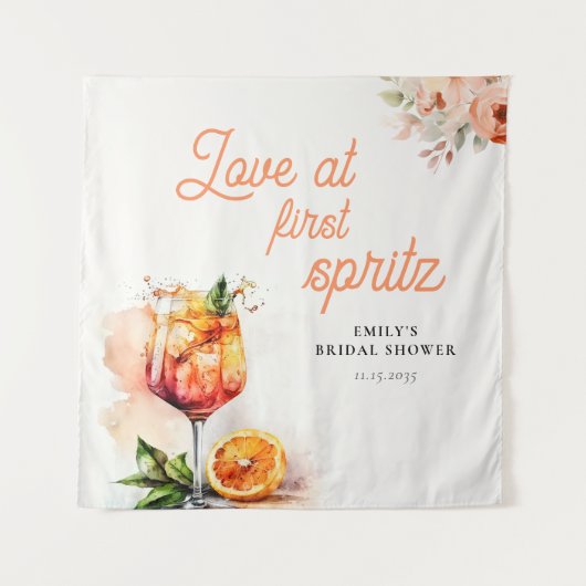 Love at First Spritz Bridal Shower Backdrop タペストリー (正面)