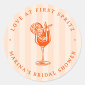 Love at First Spritz Bridal Shower Favor ラウンドシール (正面)
