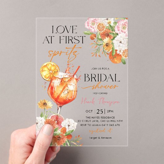 Love at First Spritz Bridal Shower Invitation アクリル招待状 (インサイチュ (ポータブル))