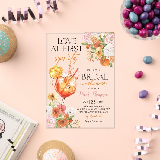 Love at First Spritz Bridal Shower Invitation アクリル招待状 (インサイチュ (お祝い))