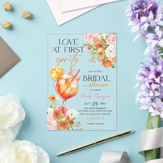 Love at First Spritz Bridal Shower Invitation アクリル招待状 (インサイチュ (ウェディング))