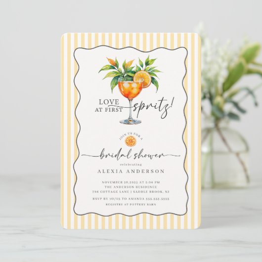 Love at First Spritz Bridal Shower Invitation 招待状 (スタンド正面)