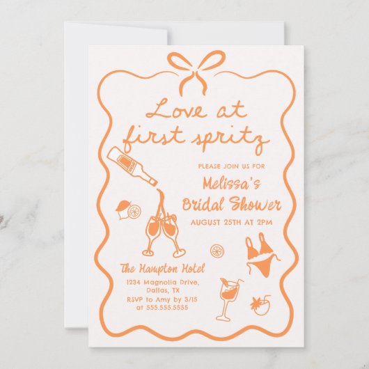 Love at First Spritz Bridal Shower Invitation 招待状 (正面)