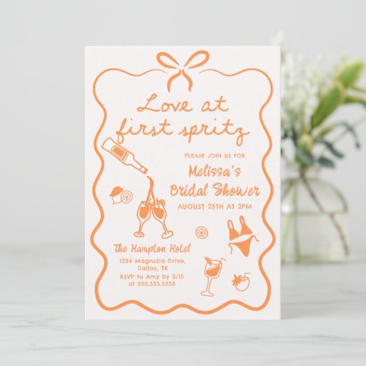 Love at First Spritz Bridal Shower Invitation 招待状 (スタンド正面)