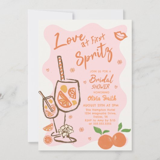 Love at First Spritz Bridal Shower Invitation 招待状 (正面)