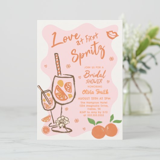 Love at First Spritz Bridal Shower Invitation 招待状 (スタンド正面)